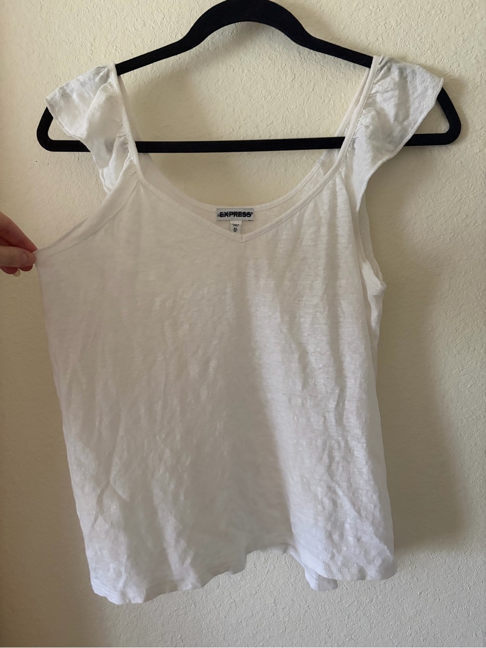Express White Ruffle Strap Tank Top - Picture 2 of 3